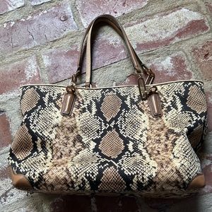 Coach vintage snakeskin tote handbag